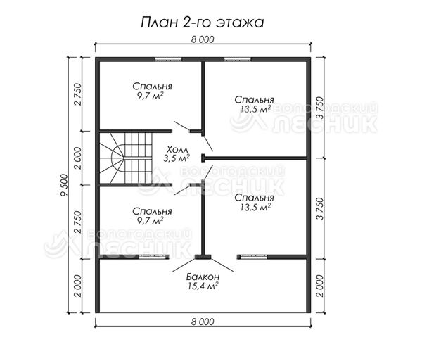 Проект каркасного дома 9.5х8 «Успех»