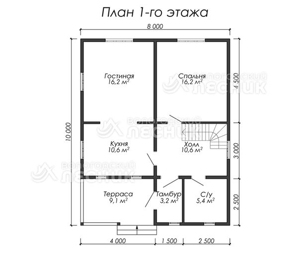 Проект каркасного дома 10х8 «Райский уголок»