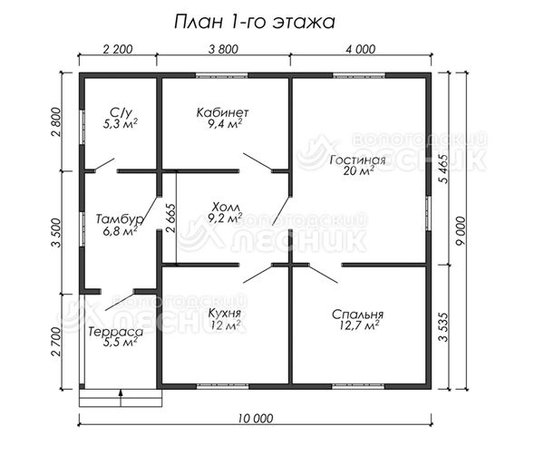 Проект дома из бруса 10х9 «Лунный свет»