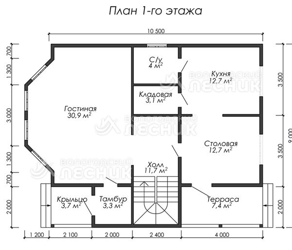 Проект дома из бруса 12х8 «Майский»