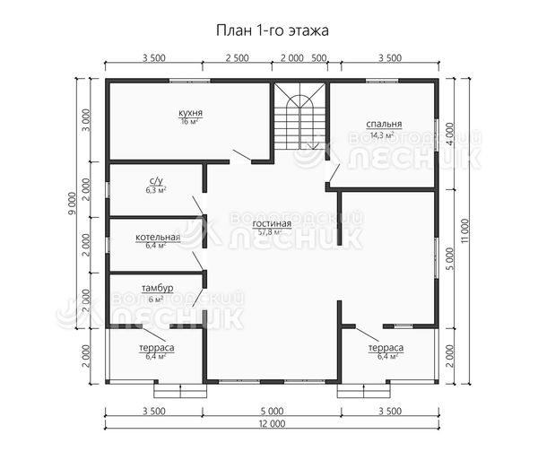 Проект дома из бруса 12x11 «Феникс»