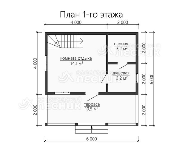 Проект бани из бруса 6х6 «Ладушка»