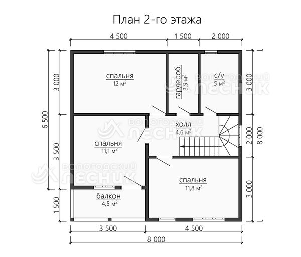 Проект дома из бруса 8x8 «Незнакомка»