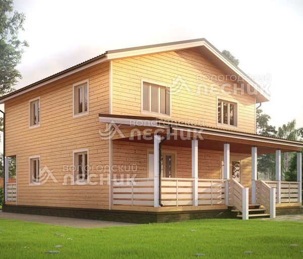 Проект дома из бруса 9.5x9 «Касабланка»