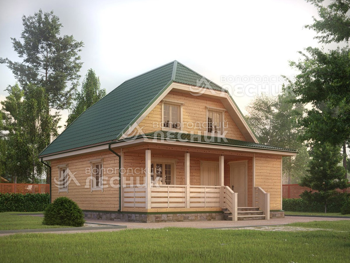 Проект дома из бревна одноэтажного с мансардой «Наро-Фоминск»